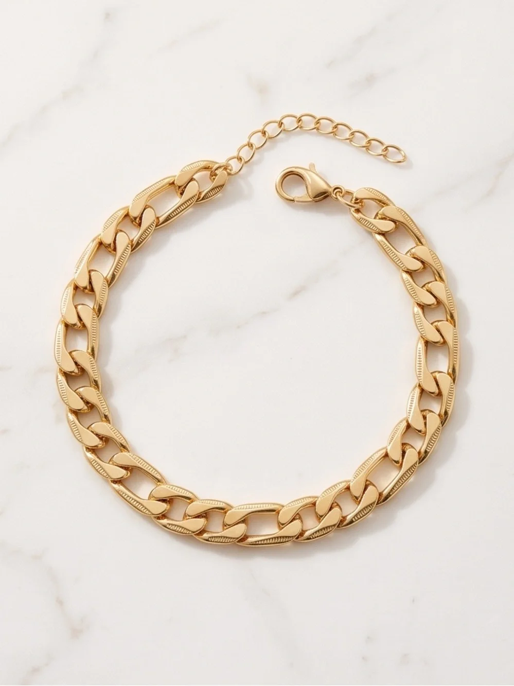 Men's Ladies Gold-Toned Curb Chain Link Bracelet New
